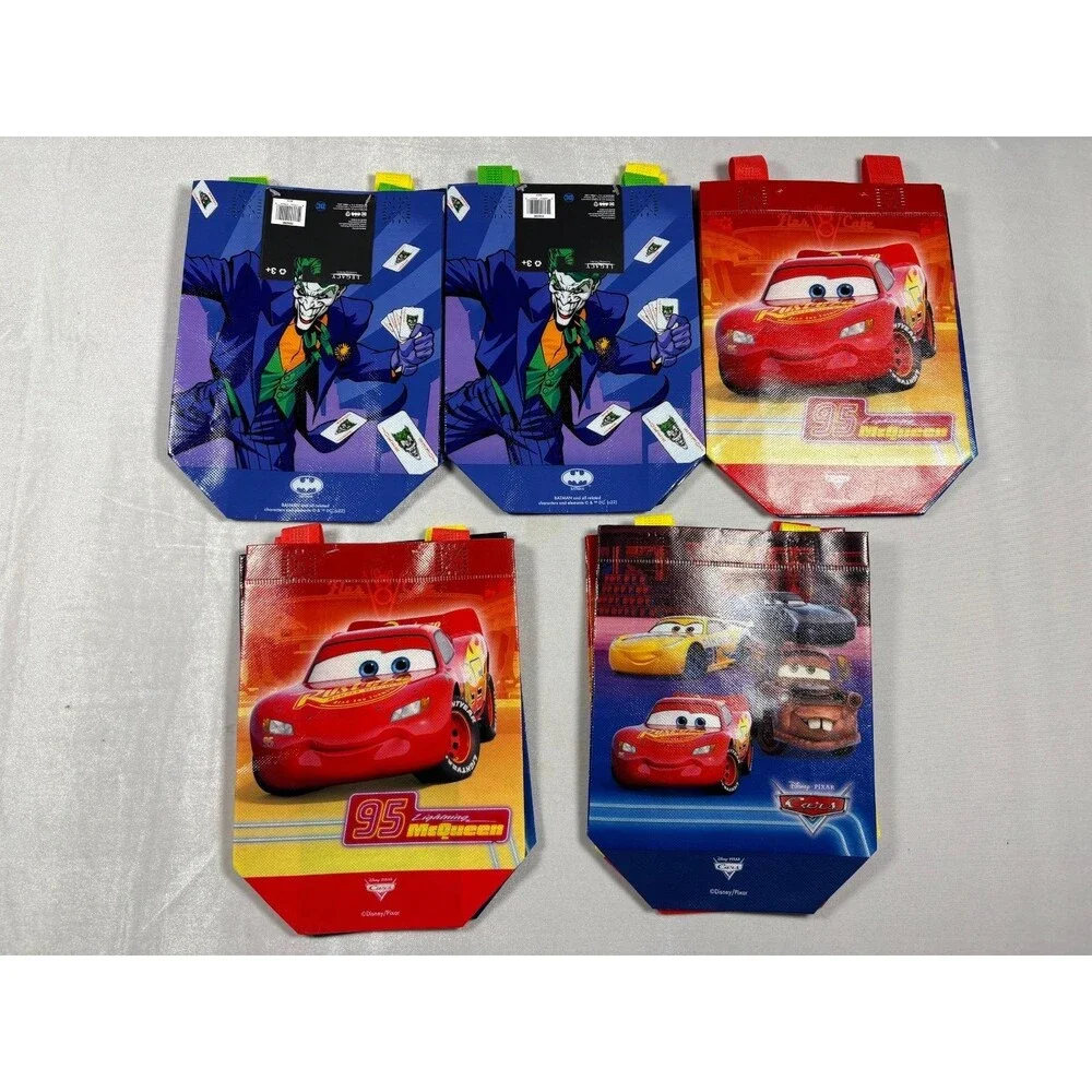 Lot of 10 Disney Cars Batman Reusable Gift Bags Party Favor Tote Bags